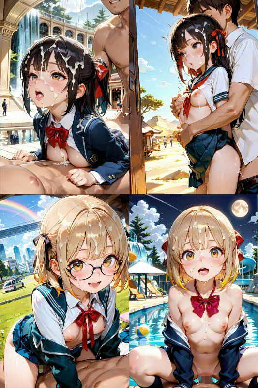 ぶっかけ大量射精セックス！セーラー服の美少女を野外エッチで汚しまくれ！【1024x1536高画質！美麗画像223枚！】 サンプル画像 3