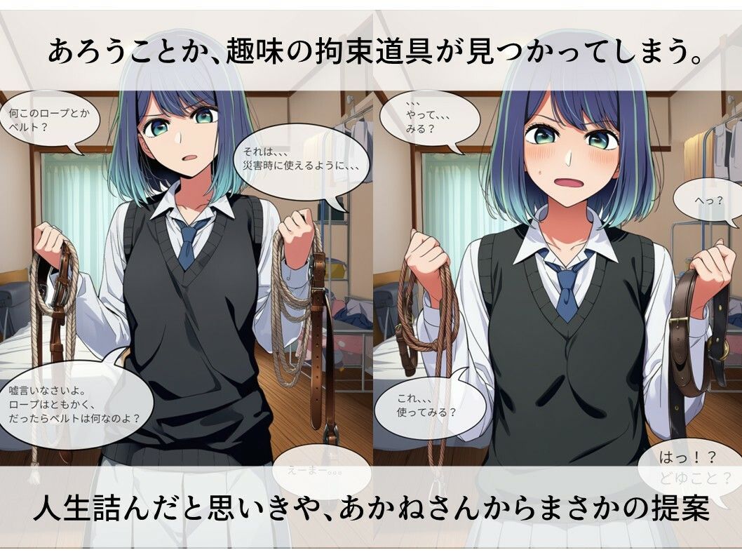 サンプル画像2:緊縛イラストStory〜幼馴染のあかねさん(AI緊縛アート) [d_696029]