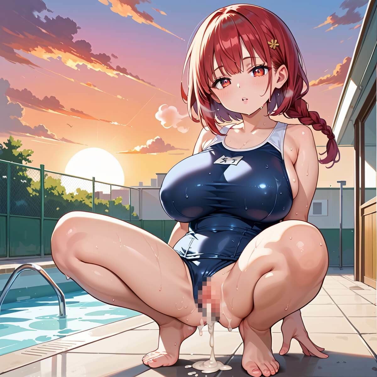 夕日の中スク水姿が輝きすぎている2!220枚 画像1