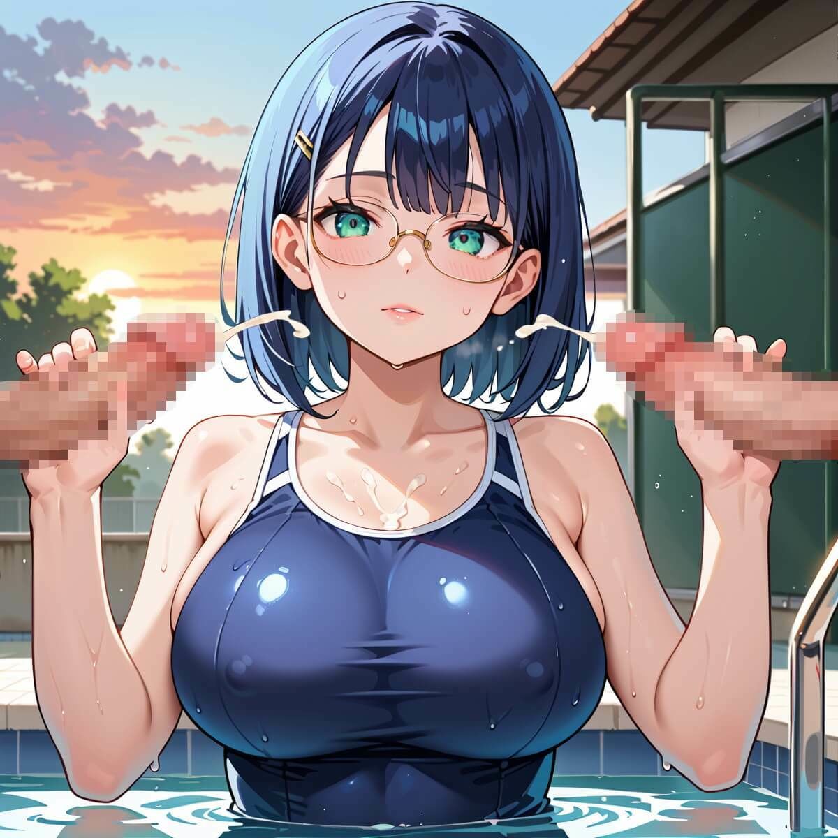 サンプル画像3:夕日の中スク水姿が輝きすぎている2！220枚(ウェッティ) [d_697110]