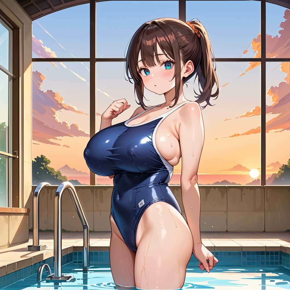 サンプル画像6:夕日の中スク水姿が輝きすぎている2！220枚(ウェッティ) [d_697110]