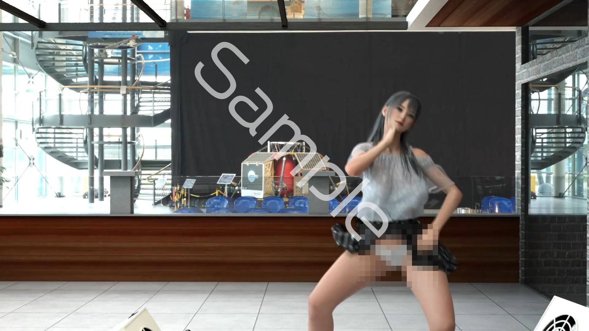 女子アナになった二階堂沙耶・早朝のニュース番組の冒頭でミニスカートでダンスすることを業務命令で強要される・ダンスVer.3:Vol.01『ただの話題作りとのことで電源OFF(のはず)のカメラが4台、ローアングルから彼女のスカート内を覗き込むように設置されている:PV01_純白Tバックパンティで扇風機風チラ』 画像4