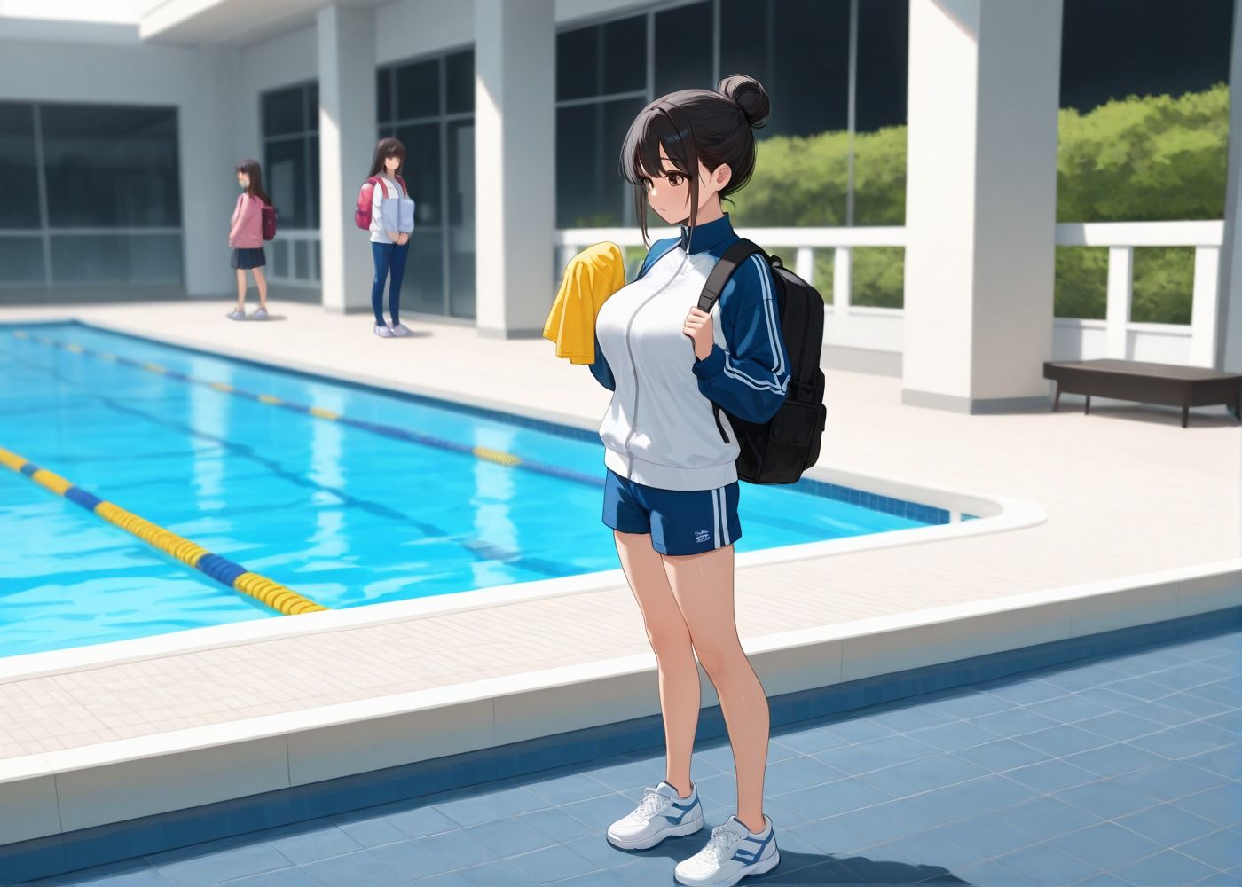 サンプル画像1:夏休みのプールサイドでハメハメする水泳部女子(チチモリ堂) [d_697663]