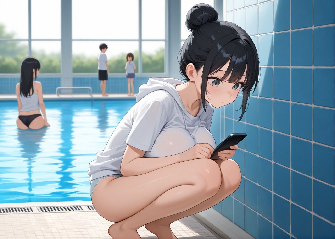 夏休みのプールサイドでハメハメする水泳部女子 画像3