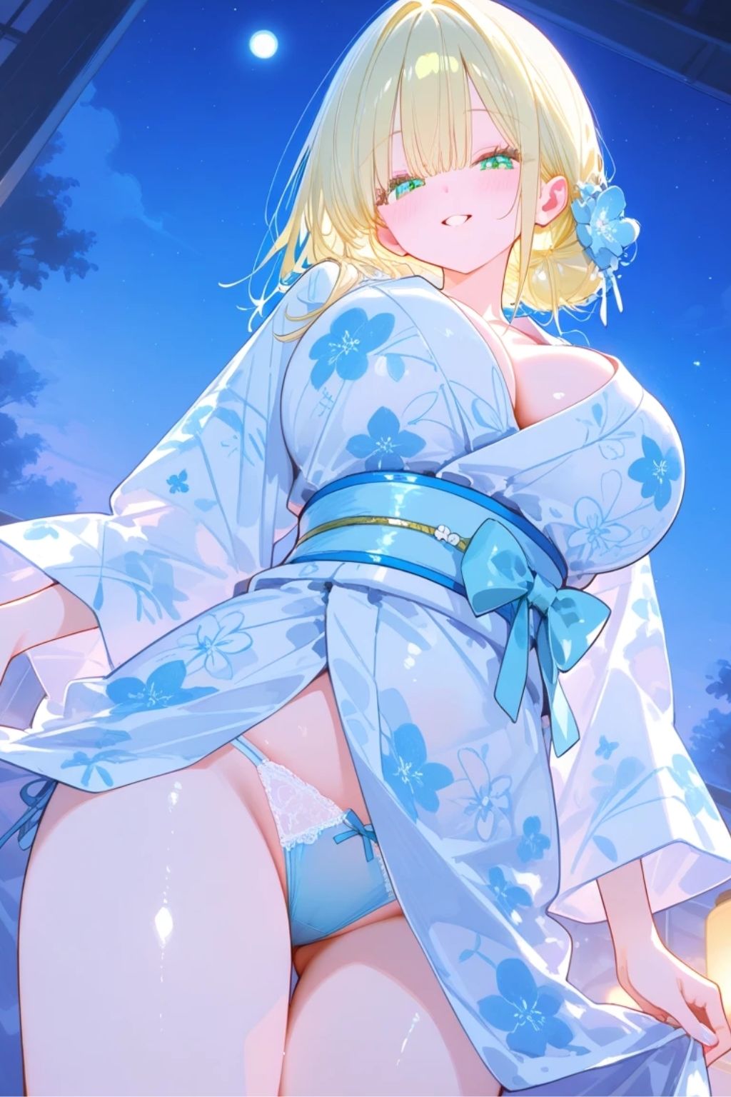 浴衣を脱いだ金髪爆乳 画像1