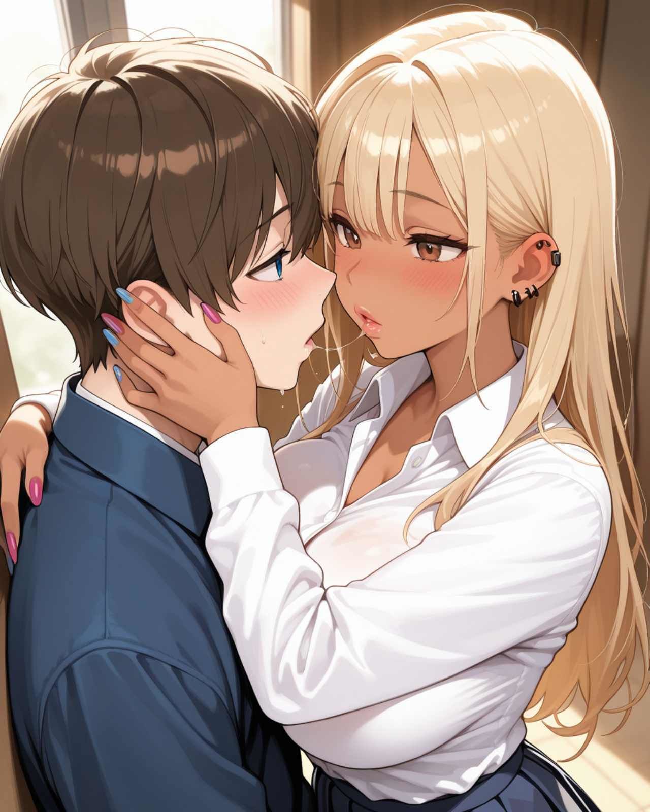 サンプル画像2:白×黒ギャル  クラスの一軍エロギャルがセフレに！  ビッチな彼女と生ハメ学園性活(マンゴープリン) [d_697840]