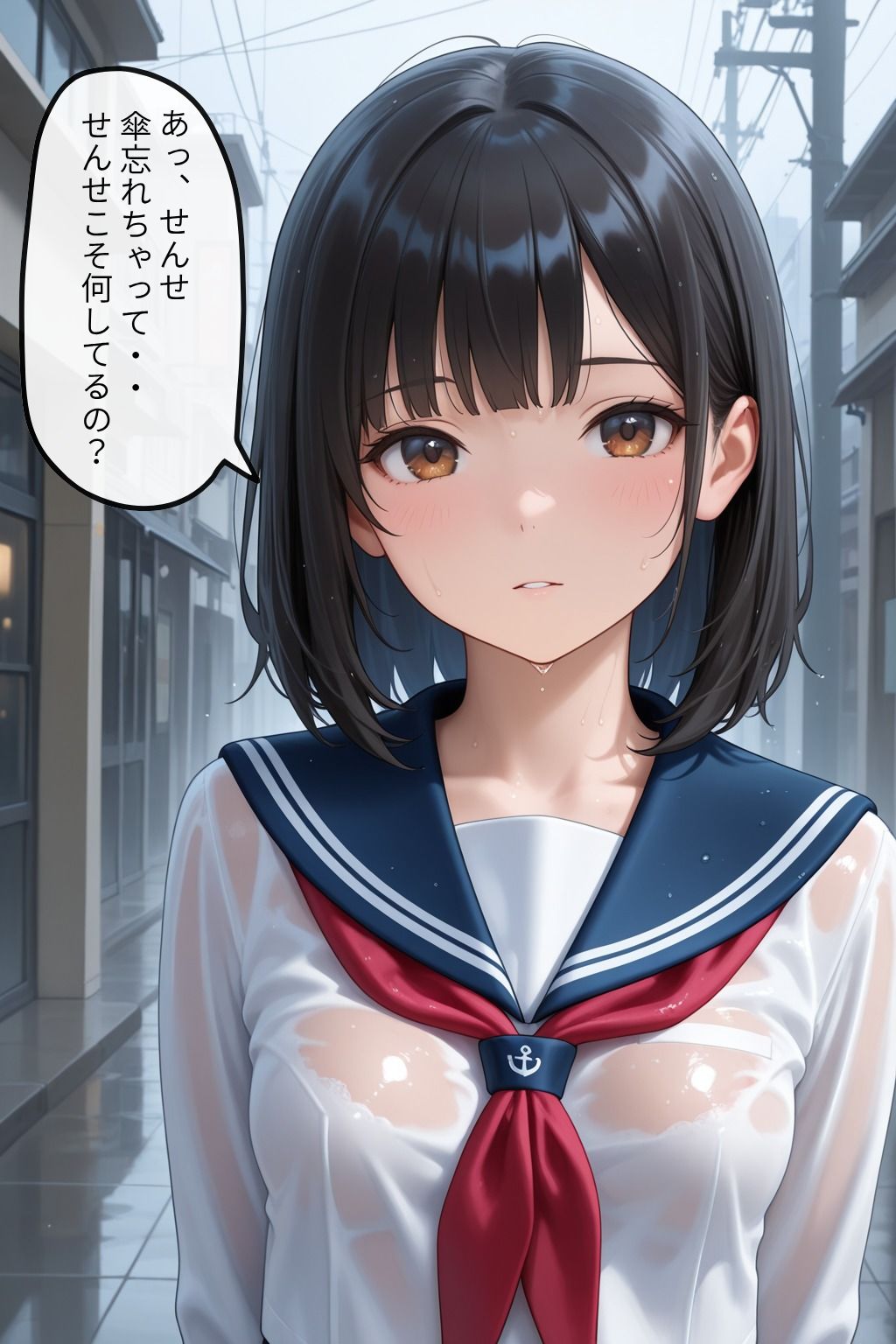雨に濡れた生徒に女を感じて・・・背徳生ハメ・中出し 画像1