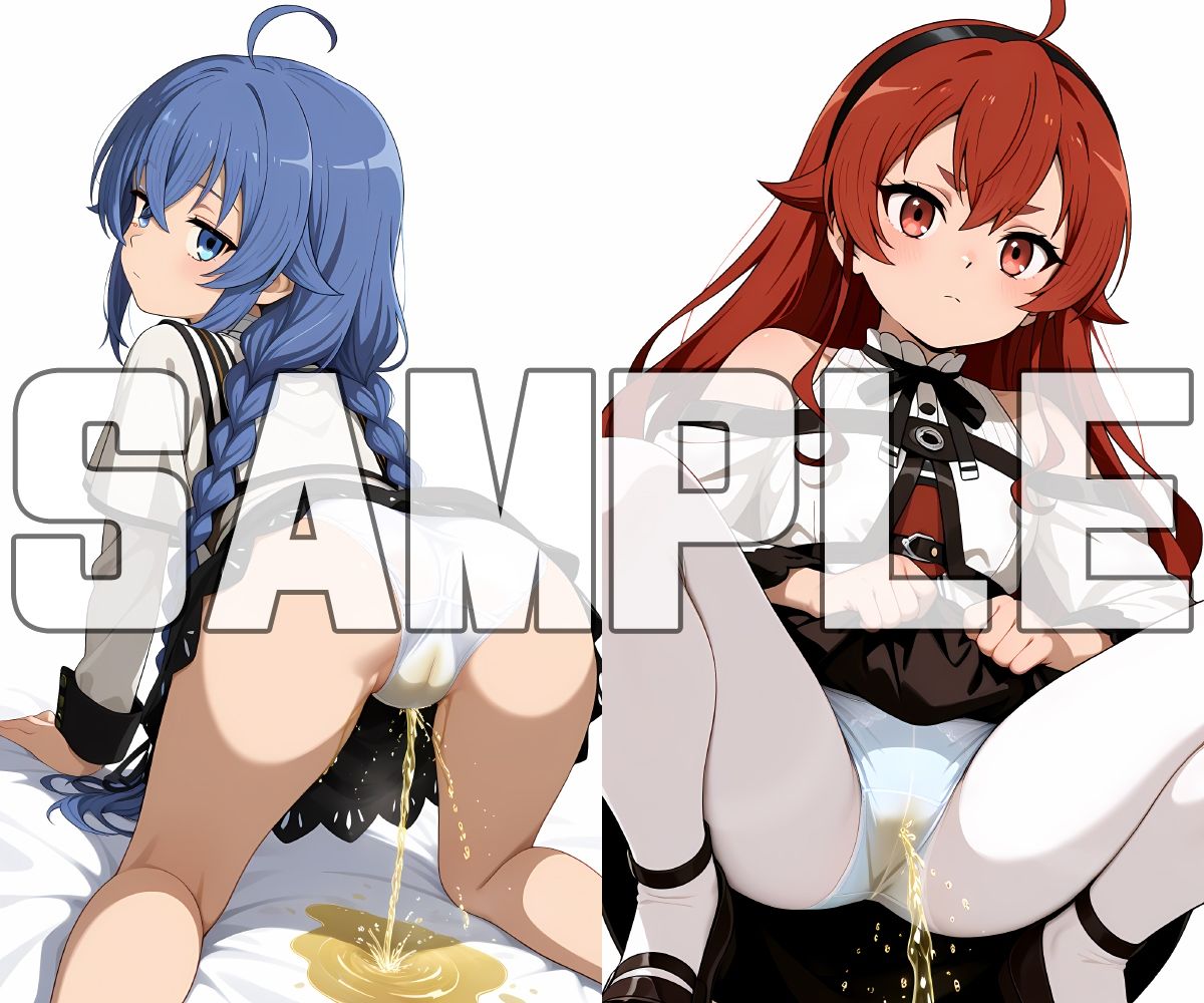 【エロ漫画】蔵出しおしっこお漏らしする「ロ〇シー」と「エ〇ス」3