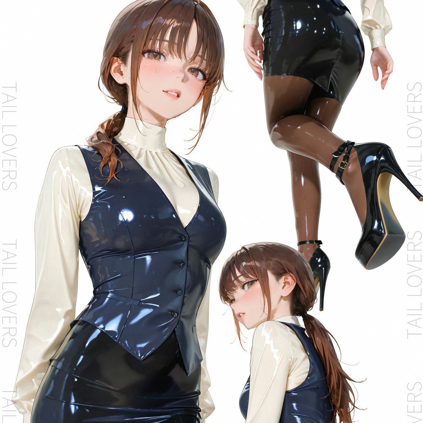 ラテックスオフィス部の女の子 画像1