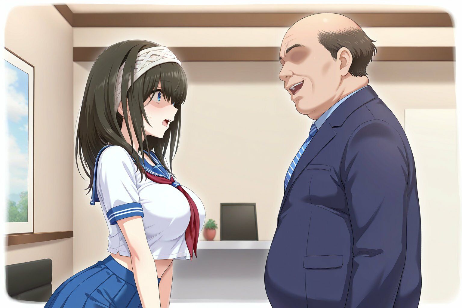 鷺●文香 セーラー服でキモおじ接待 画像2