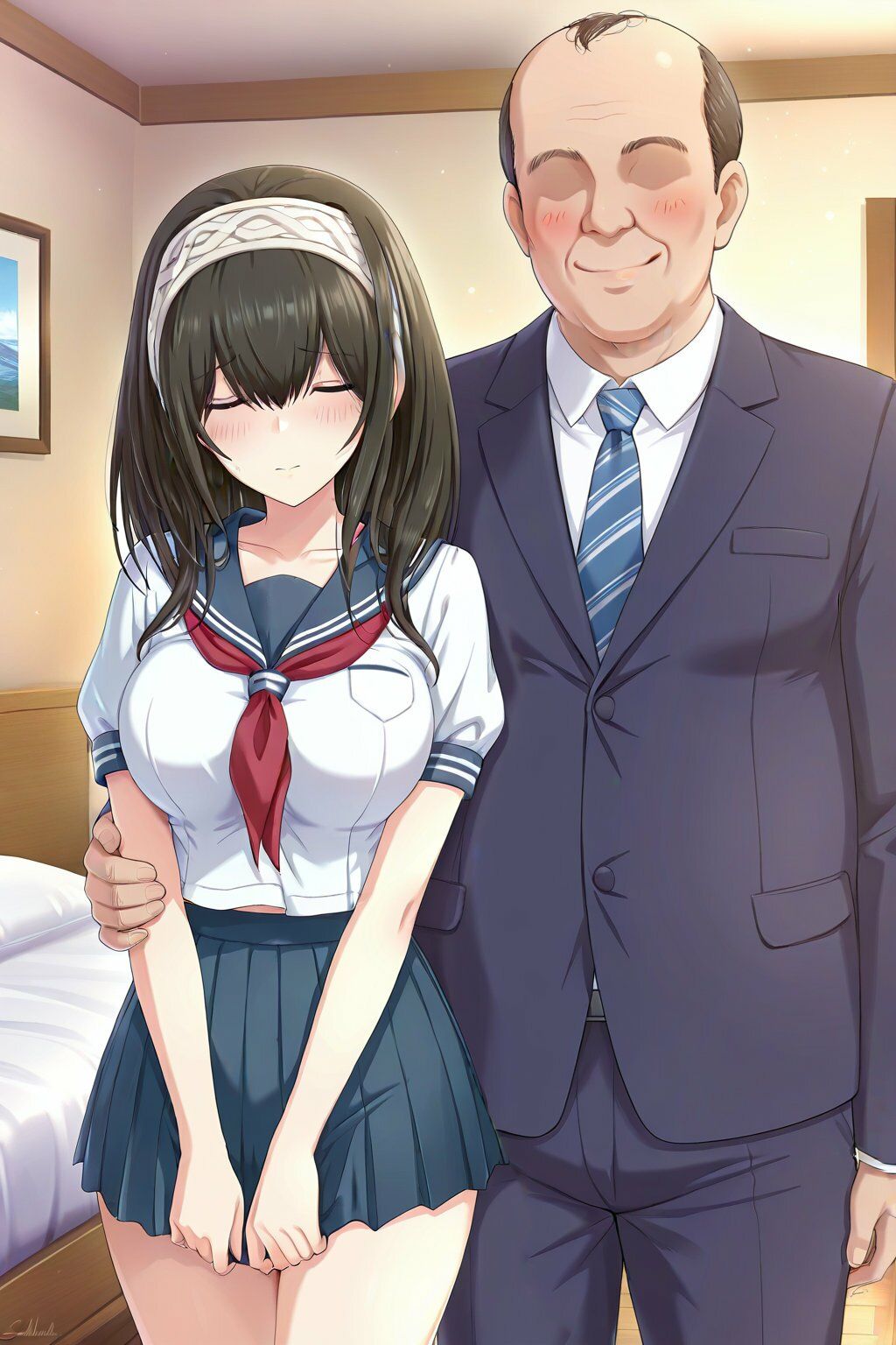 鷺●文香 セーラー服でキモおじ接待 画像3