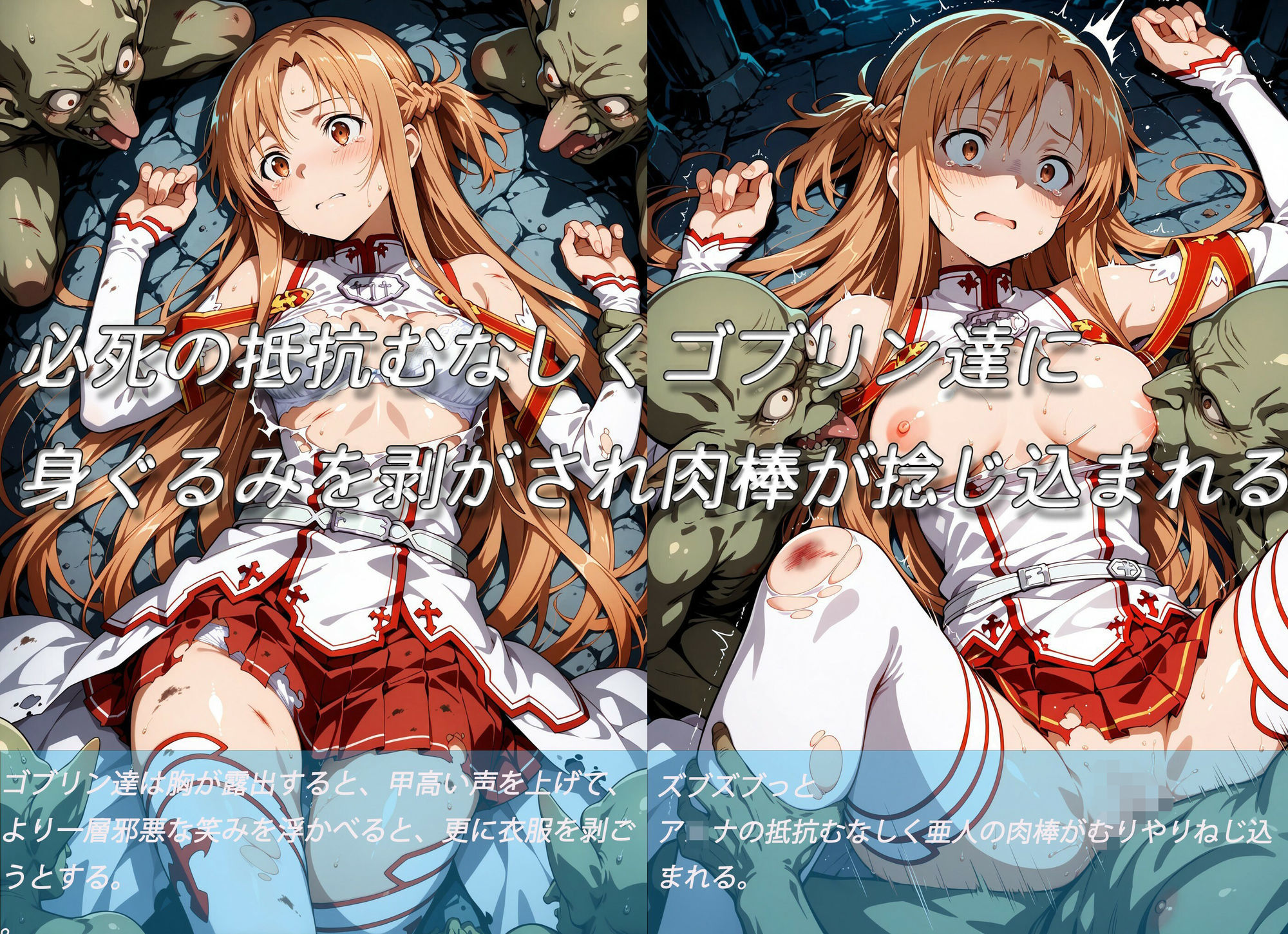 ダンジョン内でゴブリン達に襲われ、孕ませられ快楽に溺れて堕ちる美少女副団長 画像3