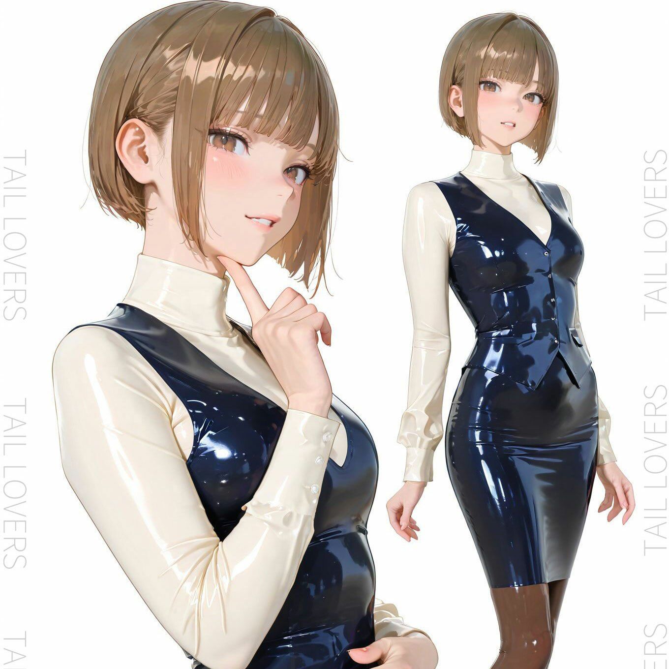 ラテックスオフィス部の女の子2 画像1