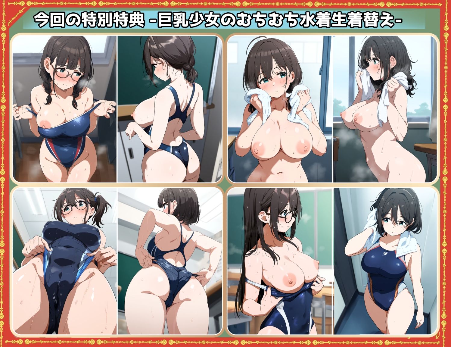 盗撮＆濡れ透けフェチ特化 2020年代アニメ作画特集 雨に降られた濡れ透け少女たち その3 -文系巨乳少女編- 500枚を撮影- 画像5