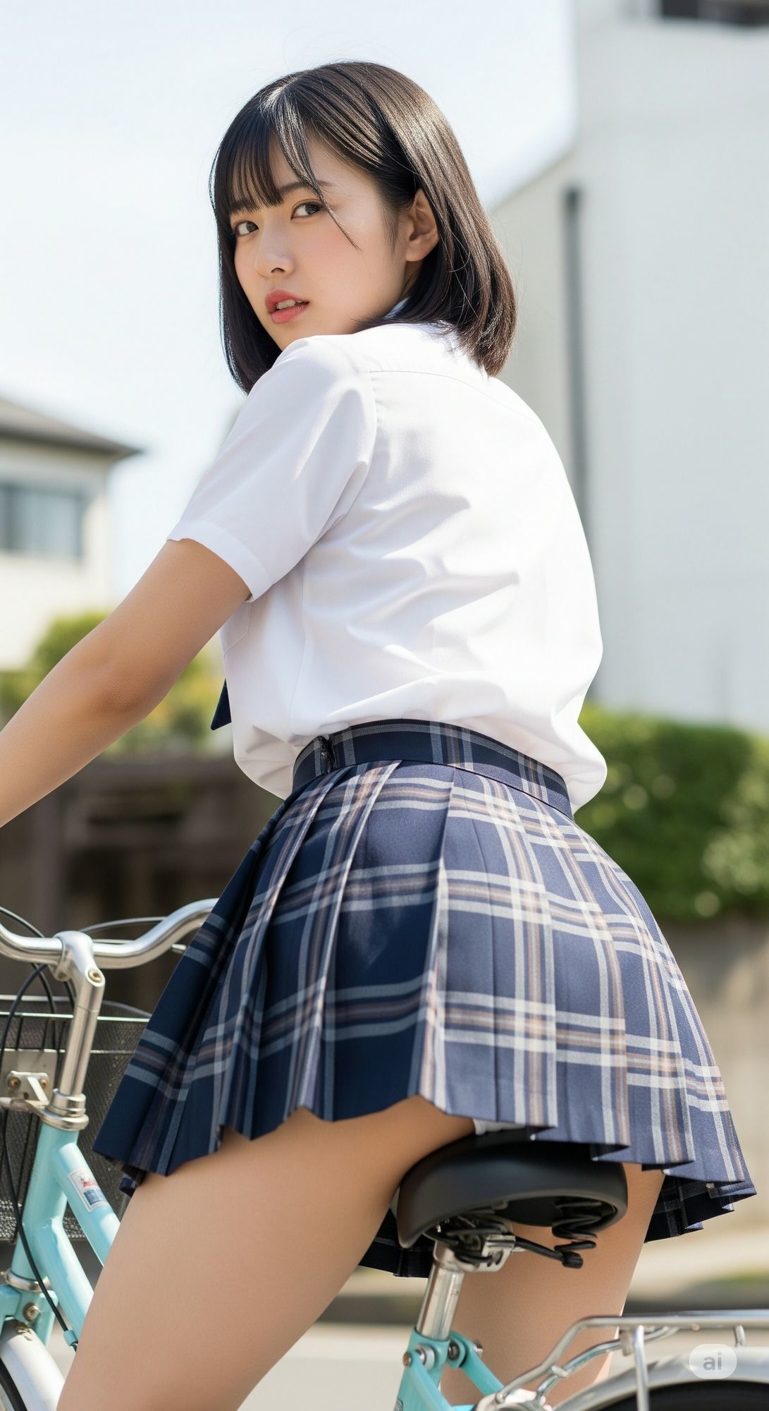 学校帰りのミニスカ自転車JK（パンチラあり） 画像2