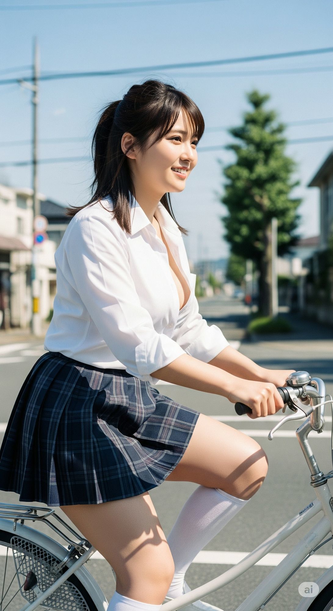 学校帰りのミニスカ自転車JK（パンチラあり） 画像6