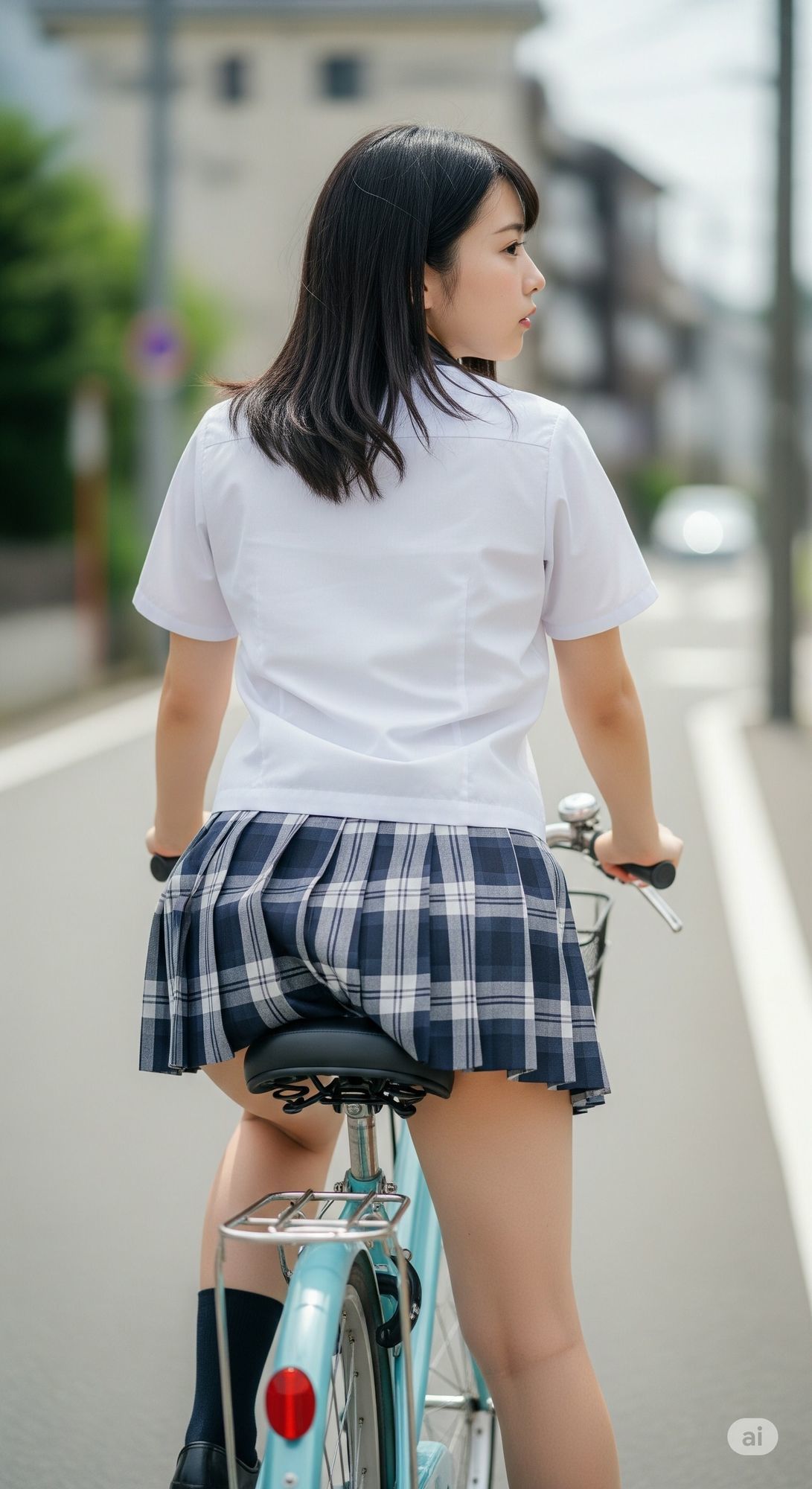 学校帰りのミニスカ自転車JK（パンチラあり） 画像9