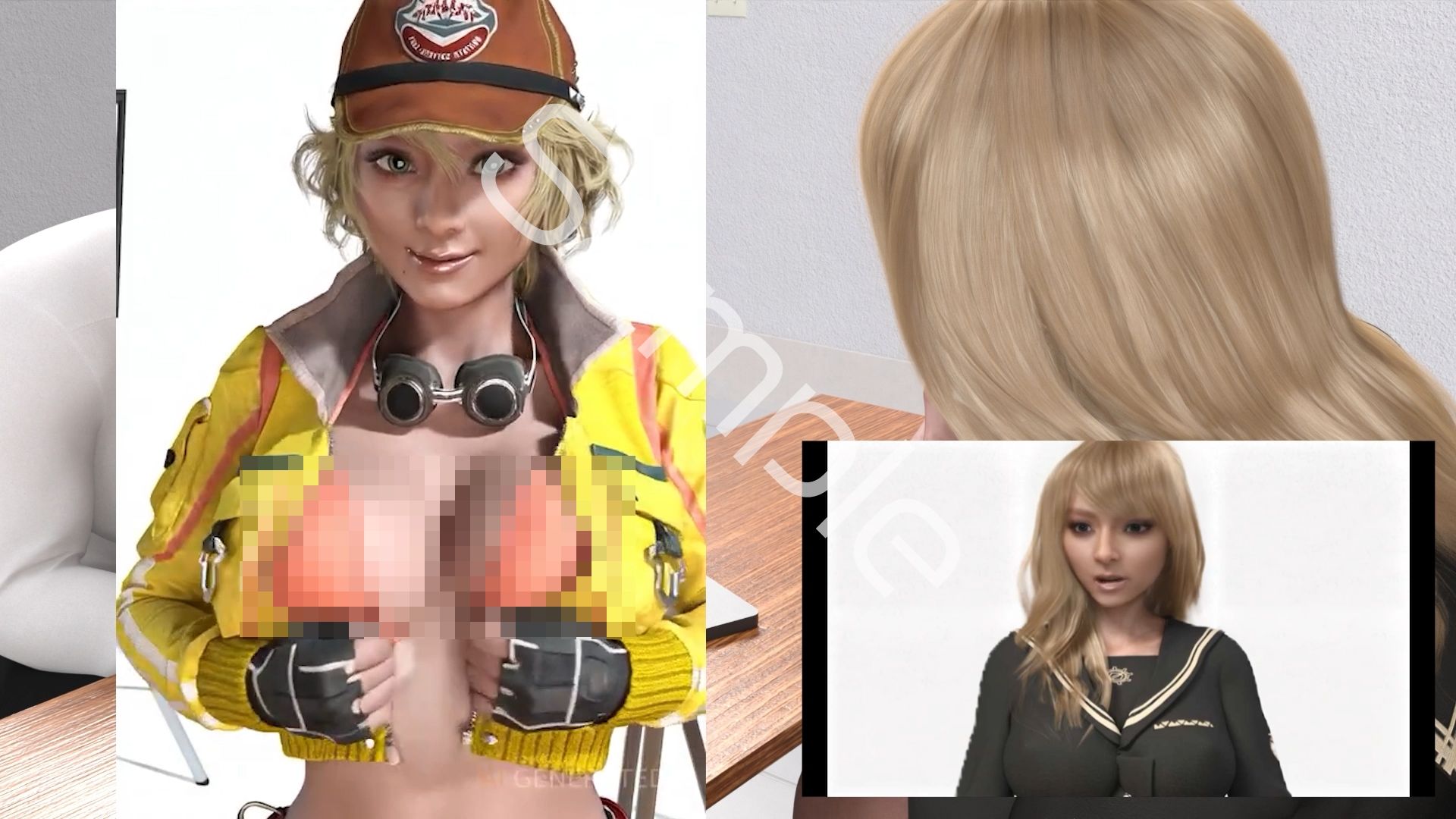 【▲100●100】古舘友梨・県警からの事情聴取で、自らの盗撮被害動画の確認を強いられる:DeepNude_005『友梨のAIディープフェイク・勝手にFFコスプレ・水着を着せられおっぱいポロリ&マ○コ見せつけ動画を生成される』押収品のディープヌード動画2本セット! 画像2