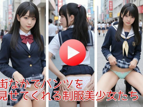 【動画】街なかでパンツを見せてくれる制服美少女たち