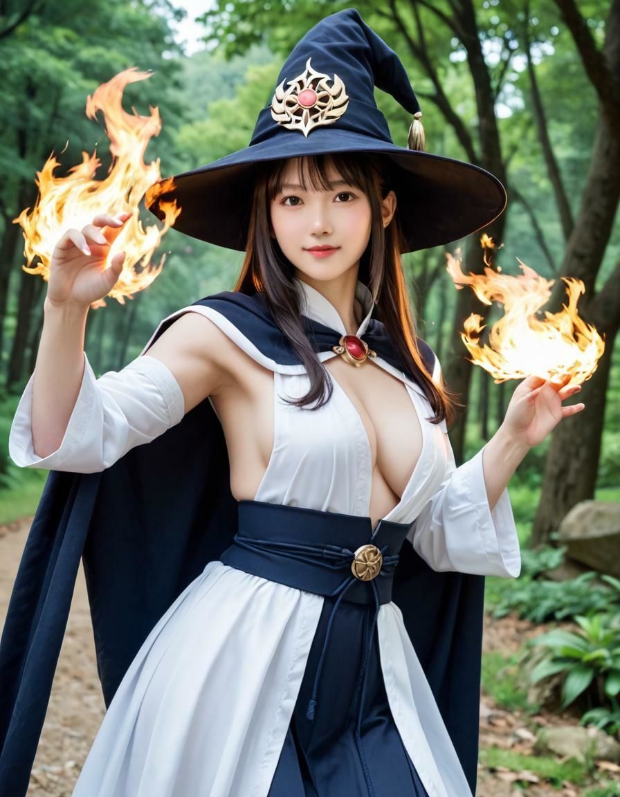 炎の魔法使い（449枚）【実写系AI超リアルCG集EX】 サンプル1