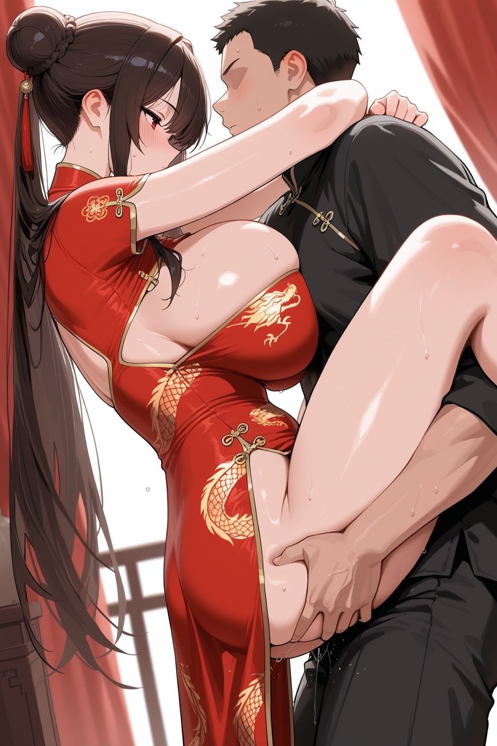 チャイナドレスが爆乳でちぎれそう 画像2