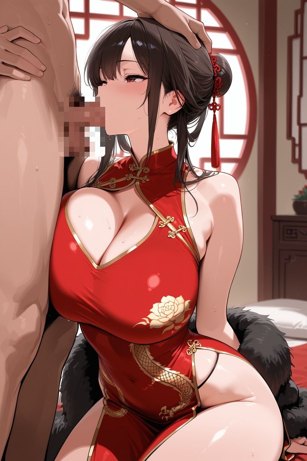 チャイナドレスが爆乳でちぎれそう 画像9