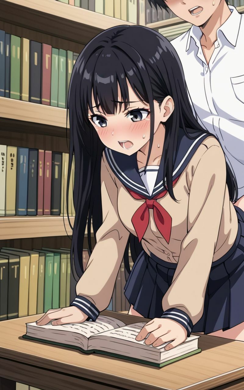 声の出せない状況で何度もイカされ図書室で快楽堕ちする委員長 サンプル画像 4