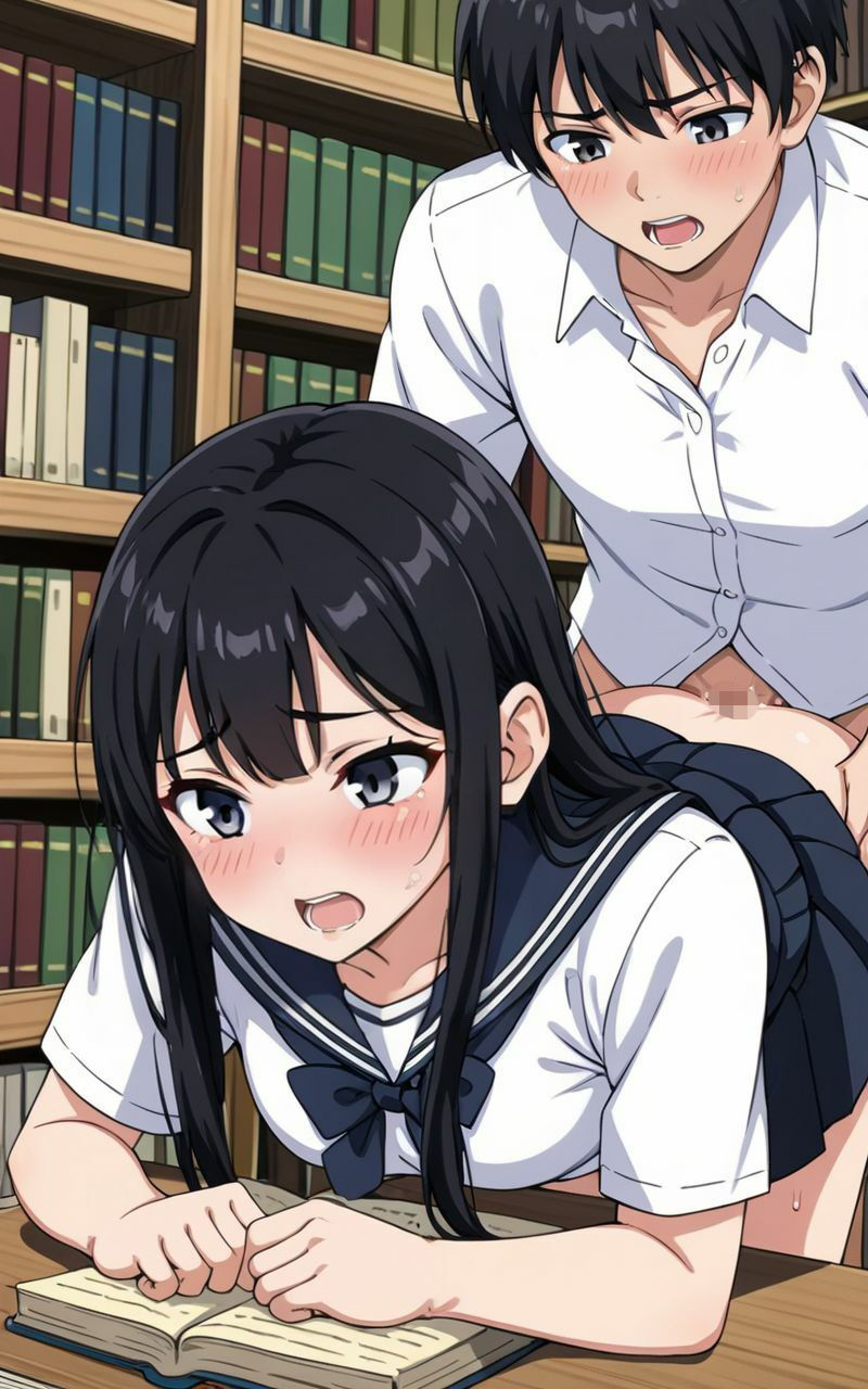 声の出せない状況で何度もイカされ図書室で快楽堕ちする委員長 サンプル画像 11