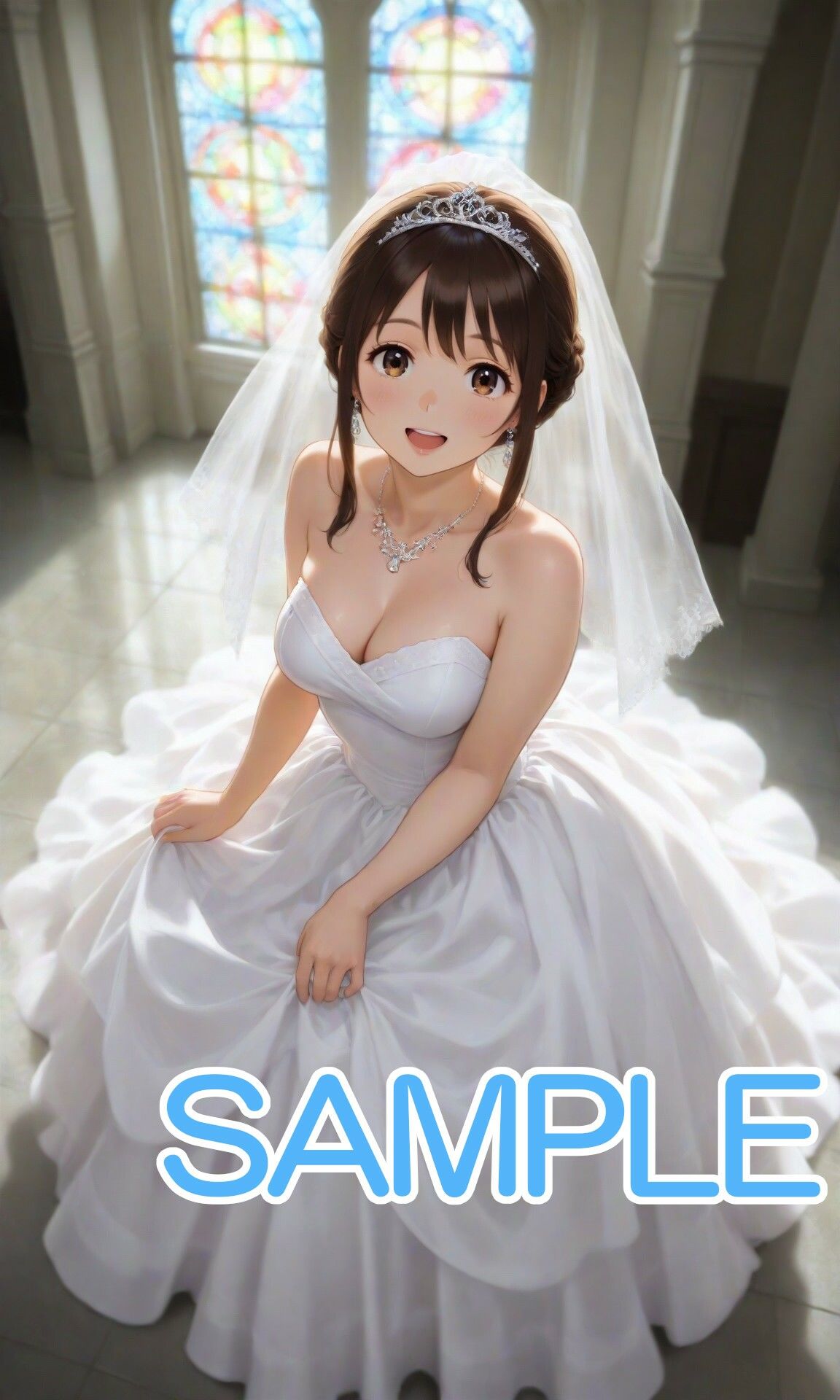 サンプル画像1:ウェディングドレスな女の子と結婚式で・・・(へびの皮) [d_700828]