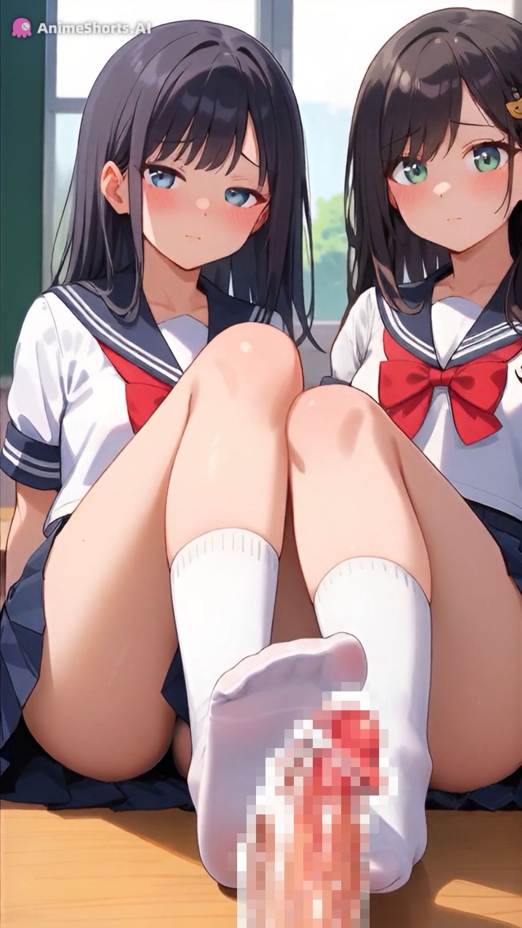 【イラスト83枚】【おまけアニメ6分40秒】足コキでオナサポ!学園祭でミニスカ制服の足コキ専門店!太もも、足の裏、靴下、素脚、パンチラ・・・ 画像1