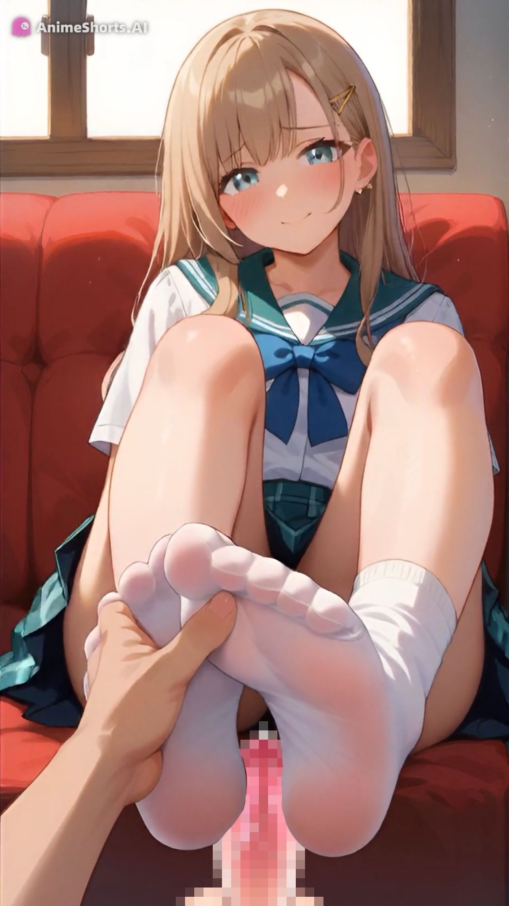 【イラスト83枚】【おまけアニメ6分40秒】足コキでオナサポ!学園祭でミニスカ制服の足コキ専門店!太もも、足の裏、靴下、素脚、パンチラ・・・ 画像10