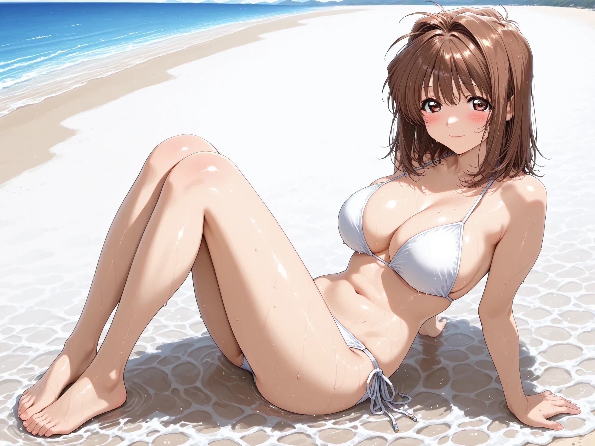 AIイラストCG集117 L〇VERS 恋に〇ちたら 河〇理恵（海水浴編） 画像1