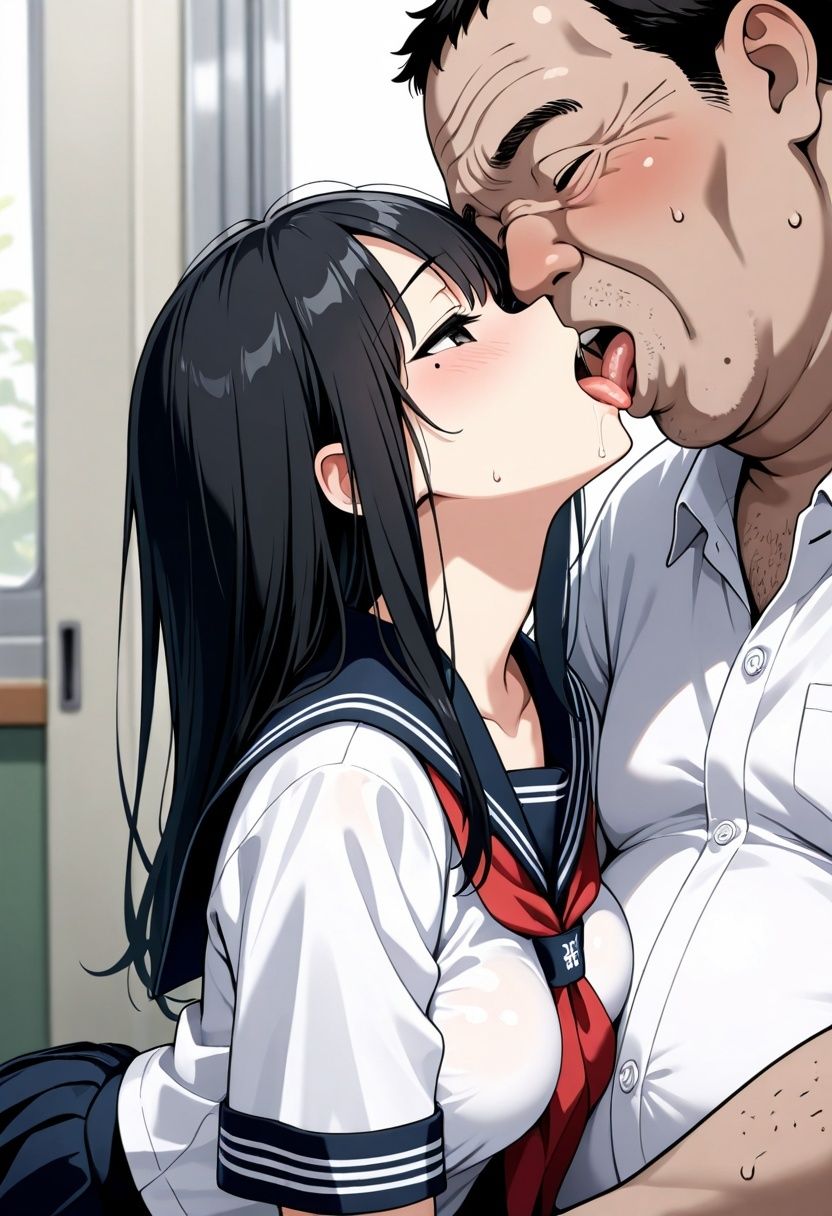 女子校生、きもでぶ教師の性教育、潮吹き快感徹底調教 画像1