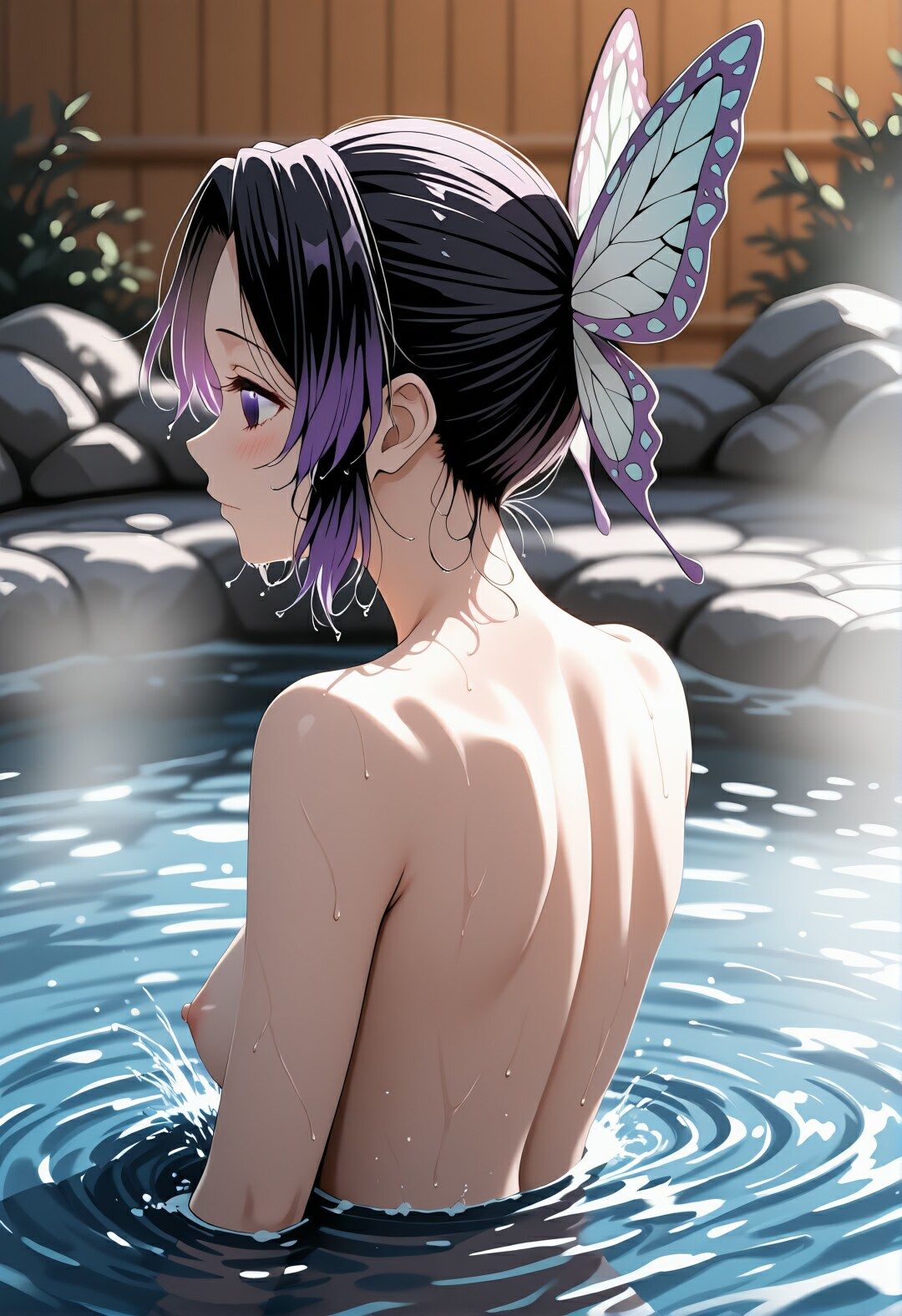 催●虫柱の湯煙輪●〜胡蝶し〇ぶ、温泉で中年チンポに堕とされる4