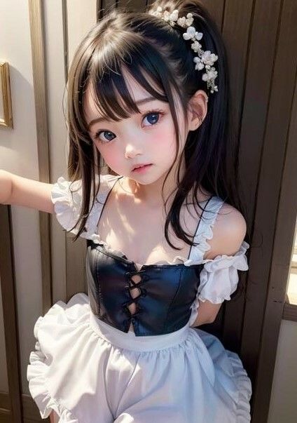 メイド服美少女とキス（舌出しあり） 画像1