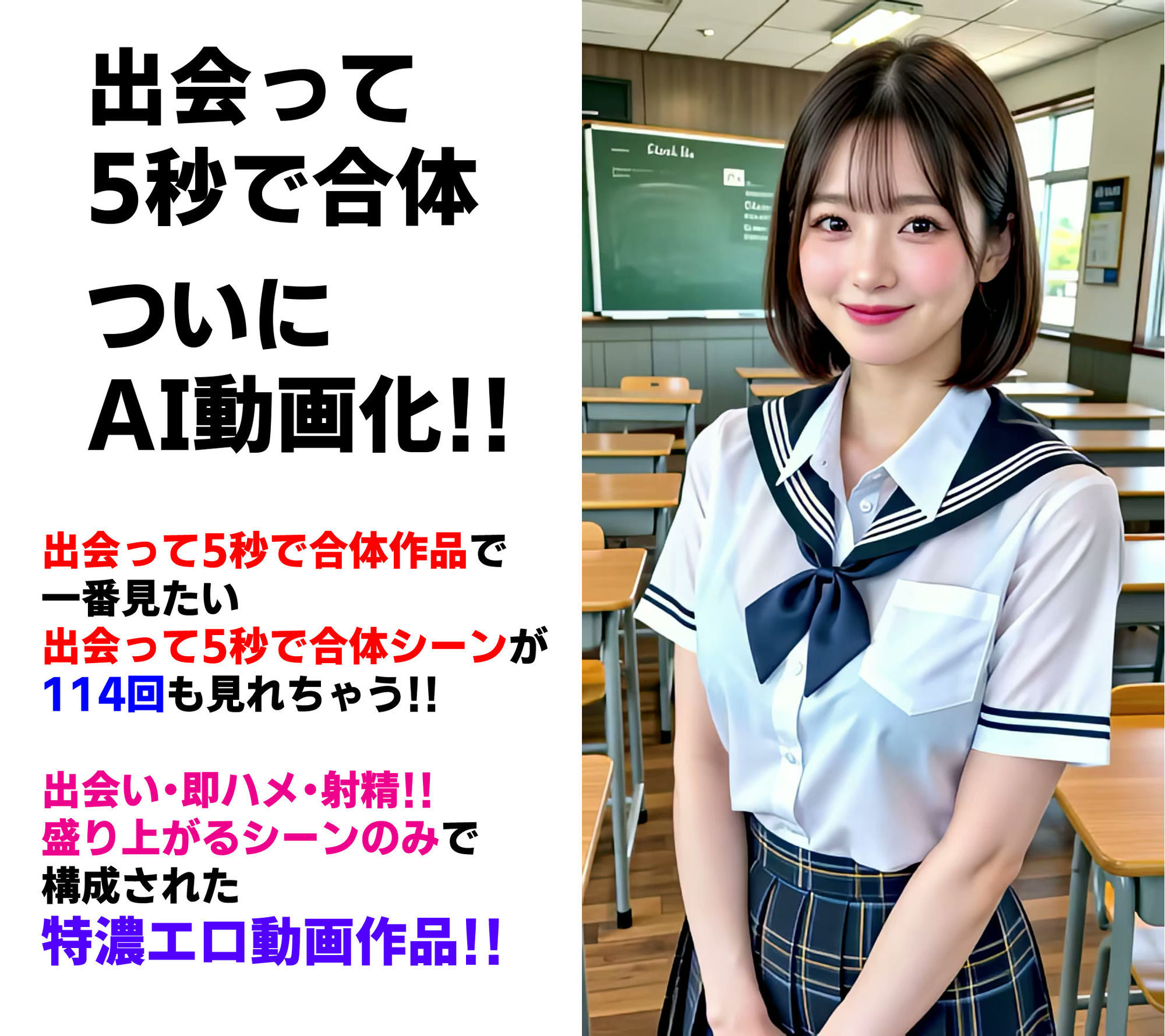 サンプル画像1:出会って5秒でAI合体 114連発【動画】 即ハメ中出し顔射(コメットパンチ) [d_703776]