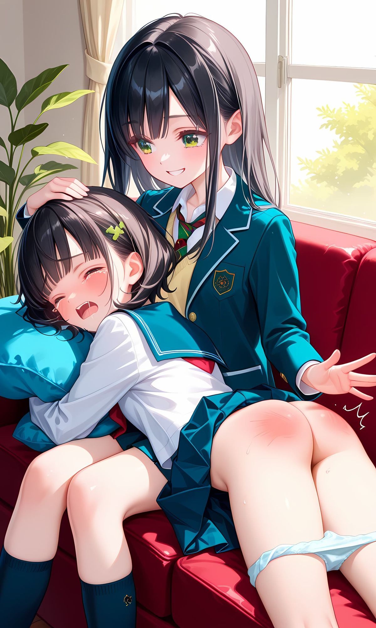 制服の女の子お尻叩きイラスト集 画像1