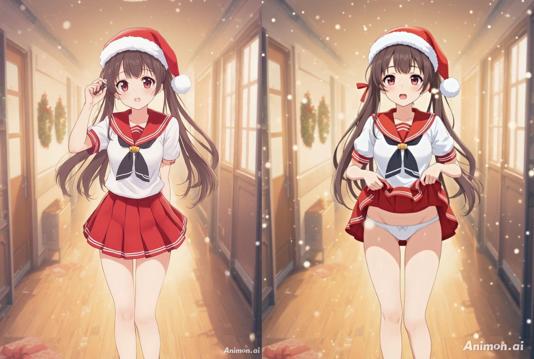 サンプル画像2:【アニメ49分】冬にひたすらミニスカめくって生パンツ！ミニスカートの制服を着た女の子300人以上がパンティーを見せてくれる、妄想の世界での雪が舞う冬景色！ふわふわな雪色の純白ショーツやトランクスから、紺色ブルマやスパッツっぽい下着まで！大胆な女の子から、ツンデレでなかなか見せてくれない女の子まで！現実の世界での街中では、絶対にこんなことをしないでくださいね！！(ひろぴょん工房) [d_704103]