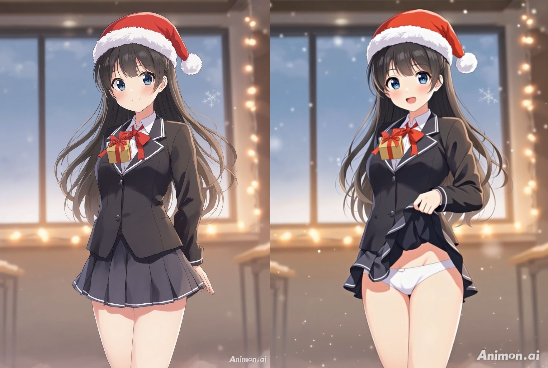 【アニメ49分】冬にひたすらミニスカめくって生パンツ！ミニスカートの制服を着た女の子300人以上がパンティーを見せてくれる、妄想の世界での雪が舞う冬景色！ふわふわな雪色の純白ショーツやトランクスから、紺色ブルマやスパッツっぽい下着まで！大胆な女の子から、ツンデレでなかなか見せてくれない女の子まで！現実の世界での街中では、絶対にこんなことをしないでくださいね！！ 画像3