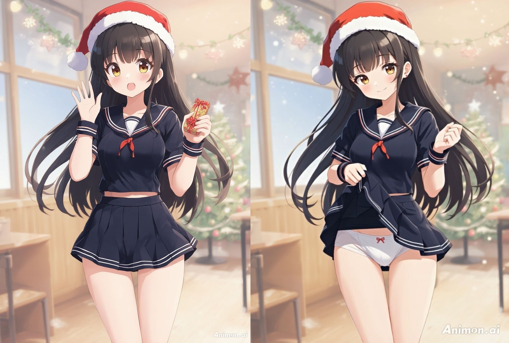 サンプル画像4:【アニメ49分】冬にひたすらミニスカめくって生パンツ！ミニスカートの制服を着た女の子300人以上がパンティーを見せてくれる、妄想の世界での雪が舞う冬景色！ふわふわな雪色の純白ショーツやトランクスから、紺色ブルマやスパッツっぽい下着まで！大胆な女の子から、ツンデレでなかなか見せてくれない女の子まで！現実の世界での街中では、絶対にこんなことをしないでくださいね！！(ひろぴょん工房) [d_704103]