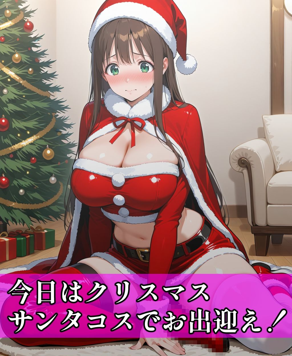 サンプル画像2:美人の先輩がサンタコスできたのでトナカイみたいにしてHした話(清楚美人OLのSEX体験記) [d_704137]