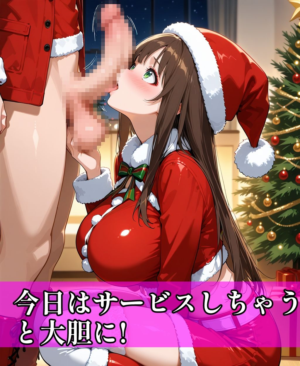 サンプル画像4:美人の先輩がサンタコスできたのでトナカイみたいにしてHした話(清楚美人OLのSEX体験記) [d_704137]