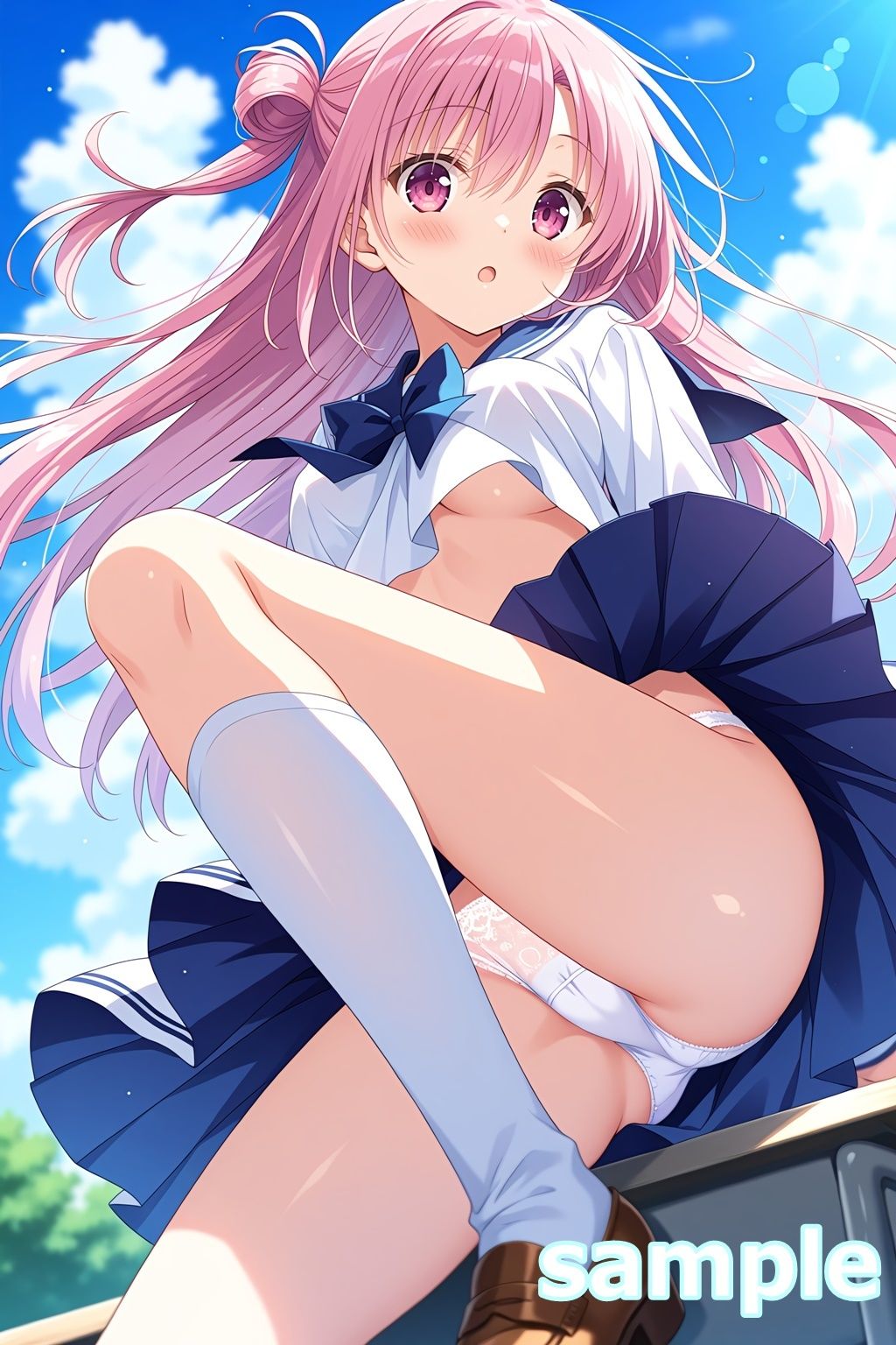 サンプル画像1:おパンツ拝見イラスト集 〜セーラー服女子校生・風のいたずら編〜(ぱいろみん) [d_704222]