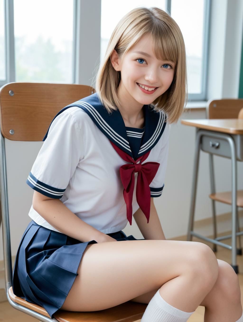 サンプル画像1:金髪セーラー服（268枚）【実写系AI超リアルCG集EX】(kohane@AI girl) [d_704325]