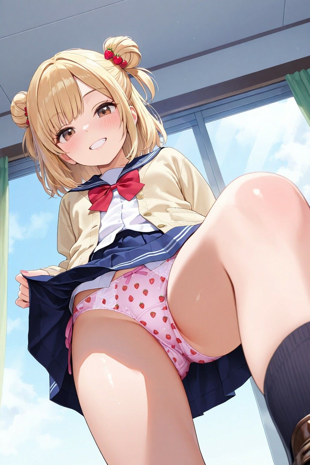 黒ハイソックスJKの踏みつけパンチラ 画像1