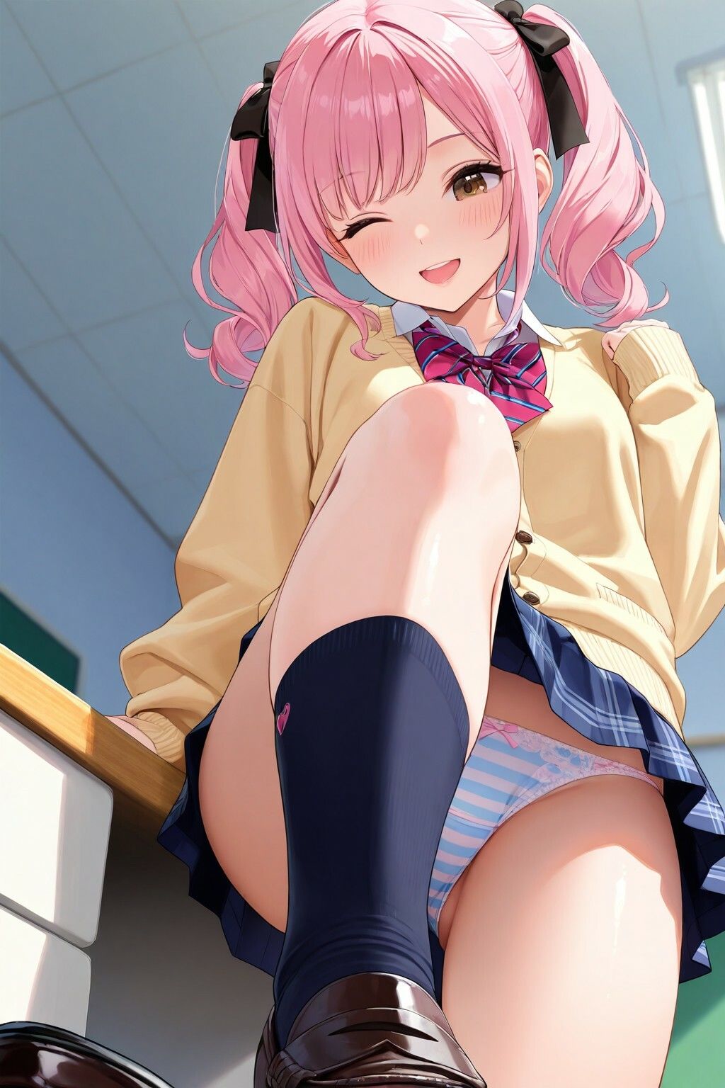 黒ハイソックスJKの踏みつけパンチラ 画像9