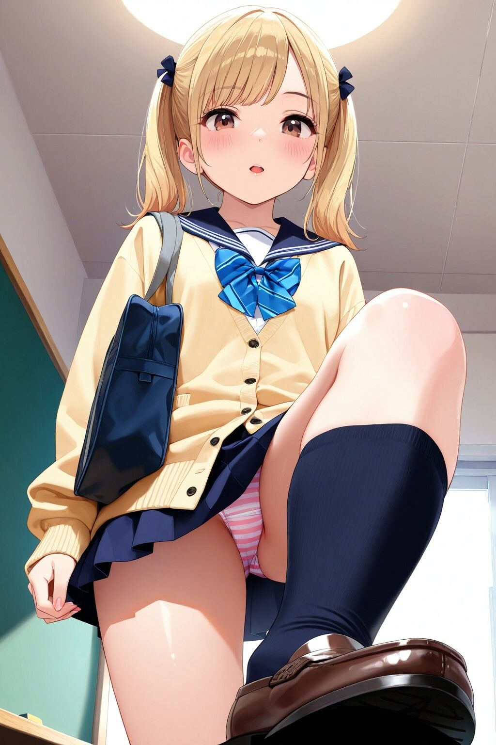 黒ハイソックスJKの踏みつけパンチラ 画像10