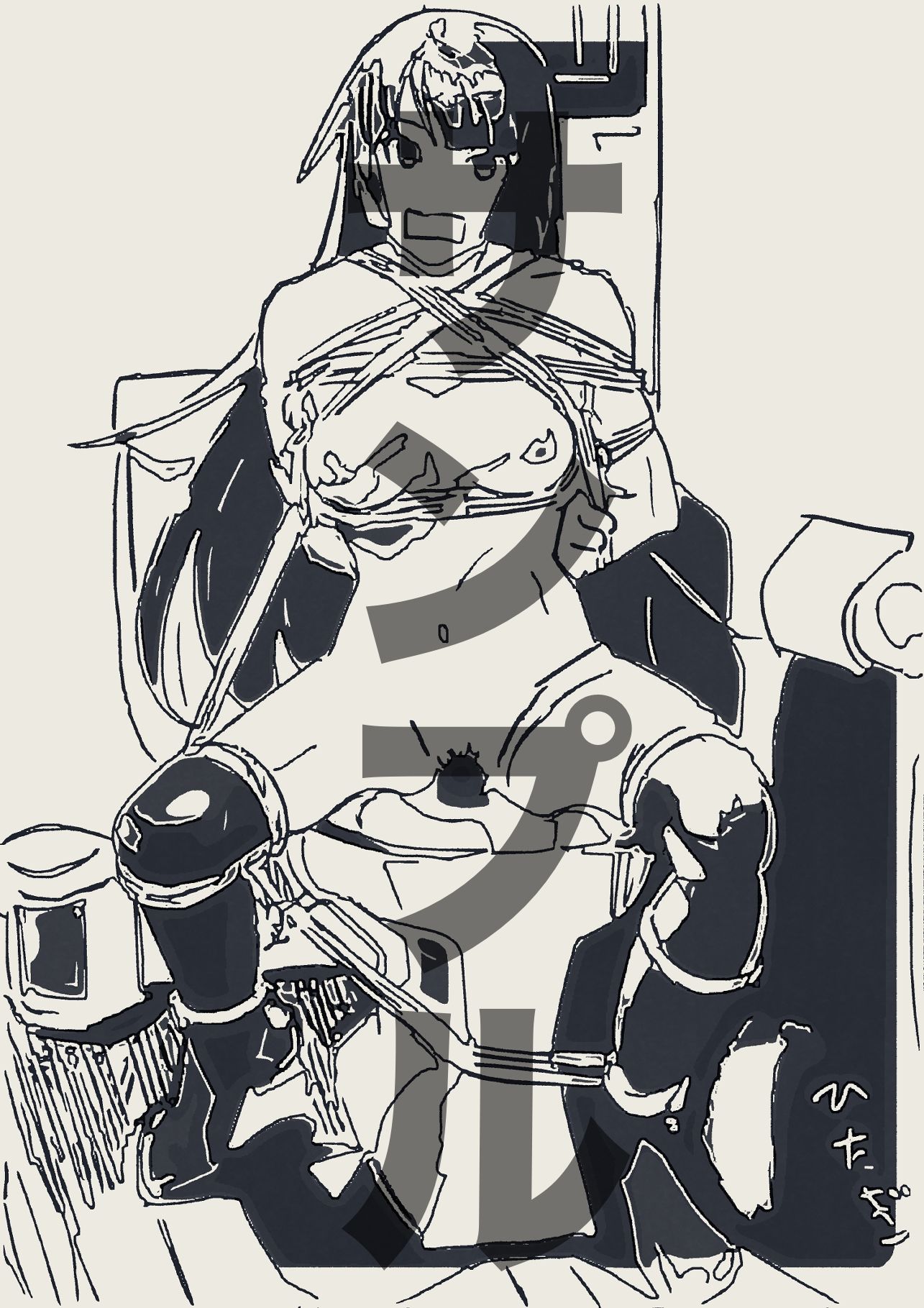 戦場ヶ原ひたぎ  緊縛（線画） 画像1