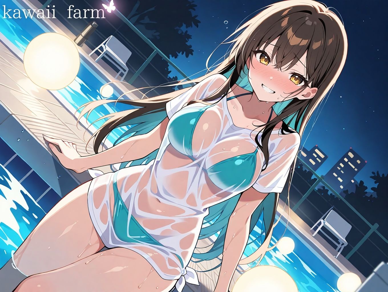 サンプル画像1:性欲まみれ ナイトプールver.(かわいいファーム) [d_705067]