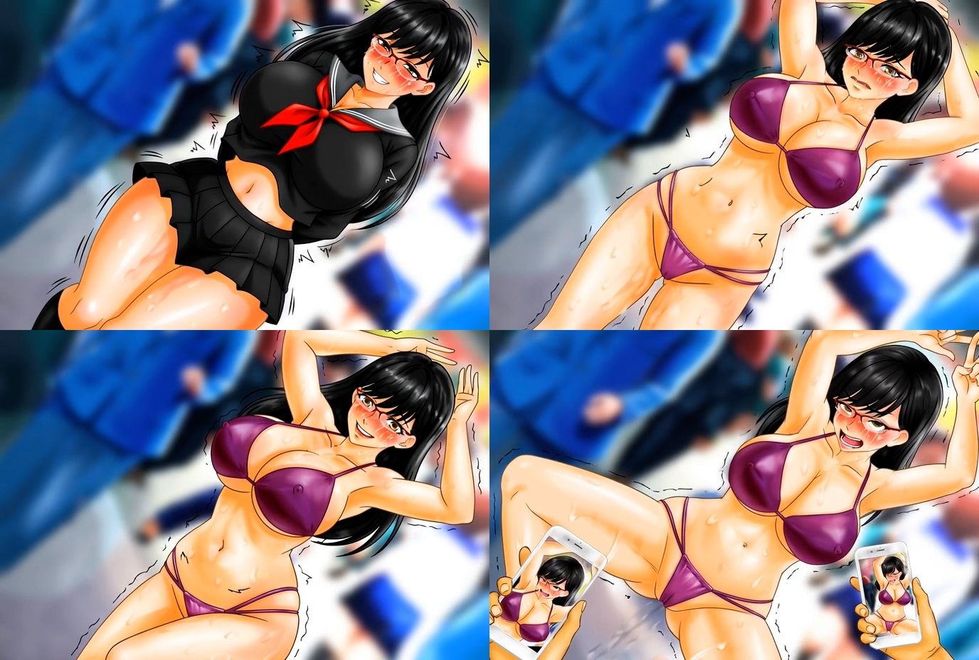 サンプル画像2:爆乳眼鏡女子・魔法少女・テニス女子、催●発情強●露出絶頂管理ミニアニメーション集(淫乱テディベア) [d_705645]